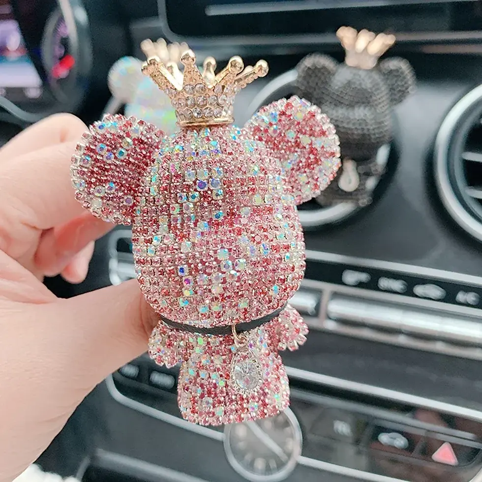 Thumbnail: Rhinestone Crystal Bow Bear Car Pendant Mirror Hanging Ornaments Diamond Bling C
