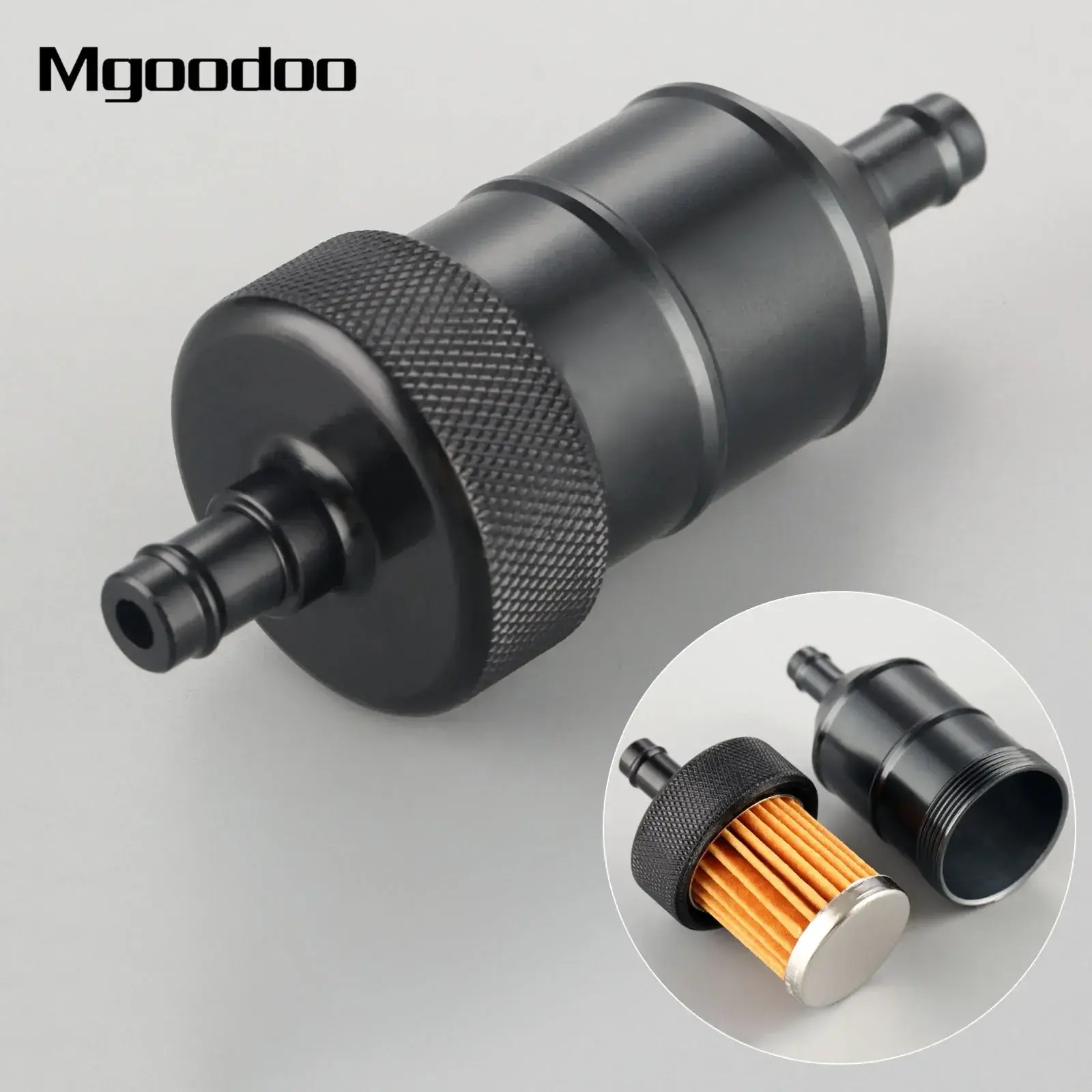 Universal 8mm Petrol Gas Fuel Filter Cleaner CNC Aluminium for Motorcycle Pit