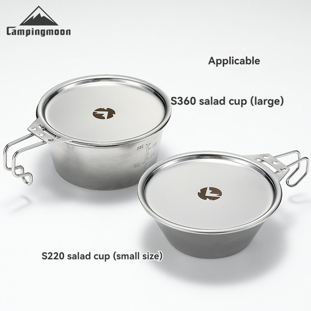 CAMPINGMOON Camping Salad Bowl Lid, Dipping Dish, Heatable 304 Stainless Steel C