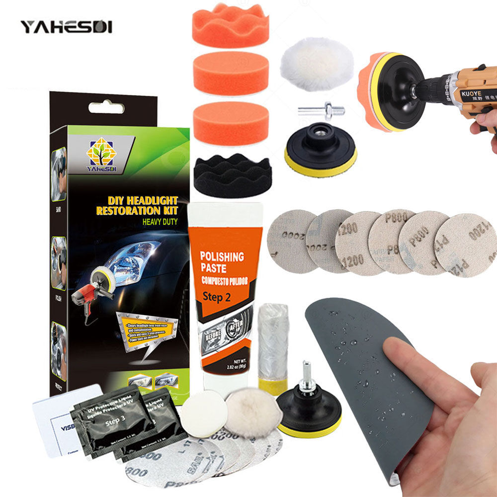 Professional Car Headlight Restoration Kit - Remove Yellowing & Scratches, Long