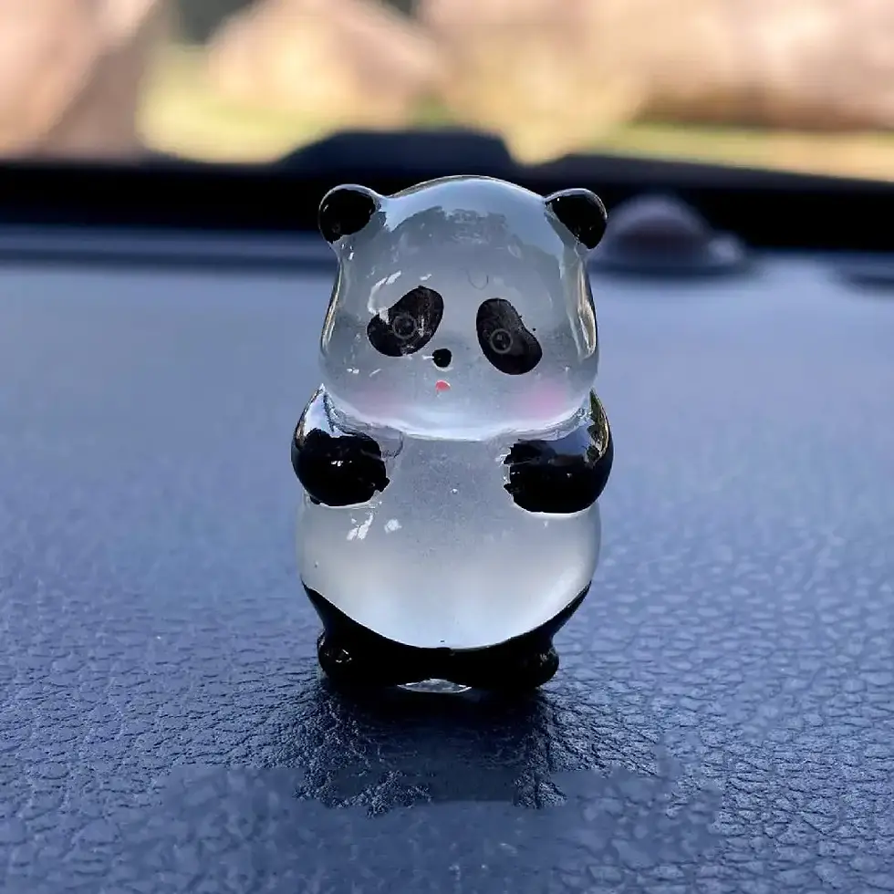 Thumbnail: Car Luminous Panda Doll Resin Funny Ornament Rearview Mirror Decoration Center C