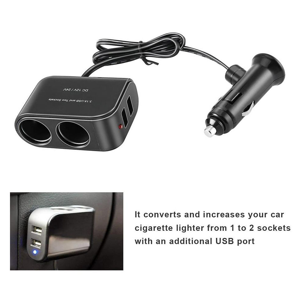 Thumbnail: Stay powered up and connected during your journeys with this 12V car adapter wit