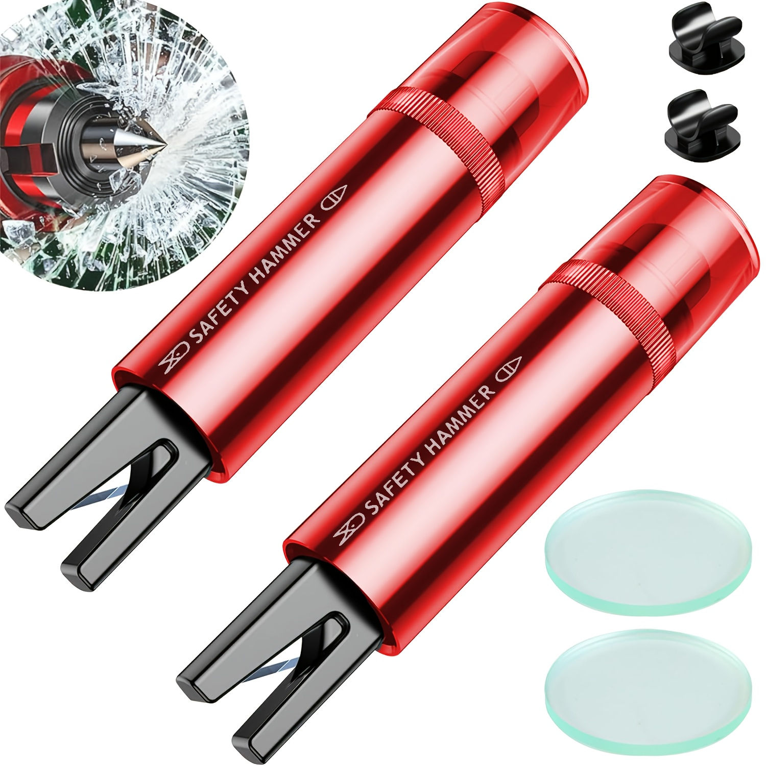 2 Safe Pro X Car Emergency Hammer, 2 in 1 Car Window Breaker Car Escape Tool, Wi
