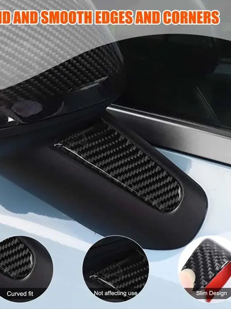 Thumbnail: Soft Carbon Fiber Car Rearview Mirror Pillar Decorative Sticker Anti-Scratch Car
