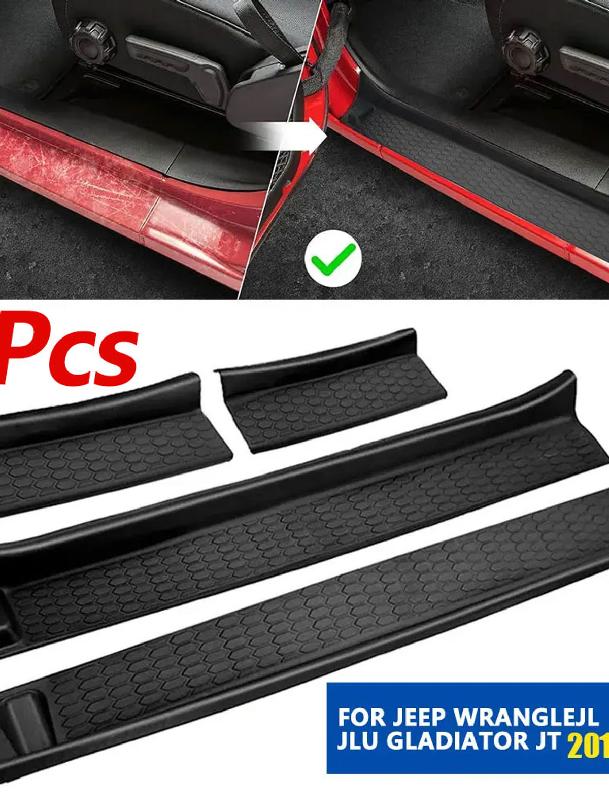 4pcs Car Door Sill Guards Kit for Jeep Wrangler JL JLU 2018-2024/Jeep Gladiator