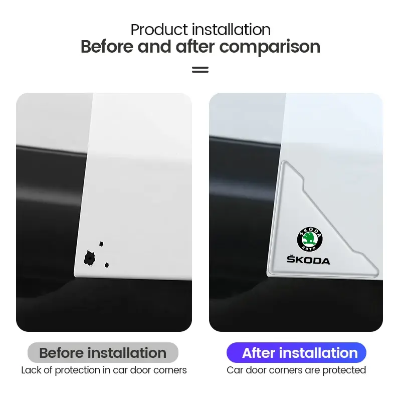 Thumbnail: 2pcs Car Door Corner Protection Sticker Anti-Collision Protector For Skoda Yeti