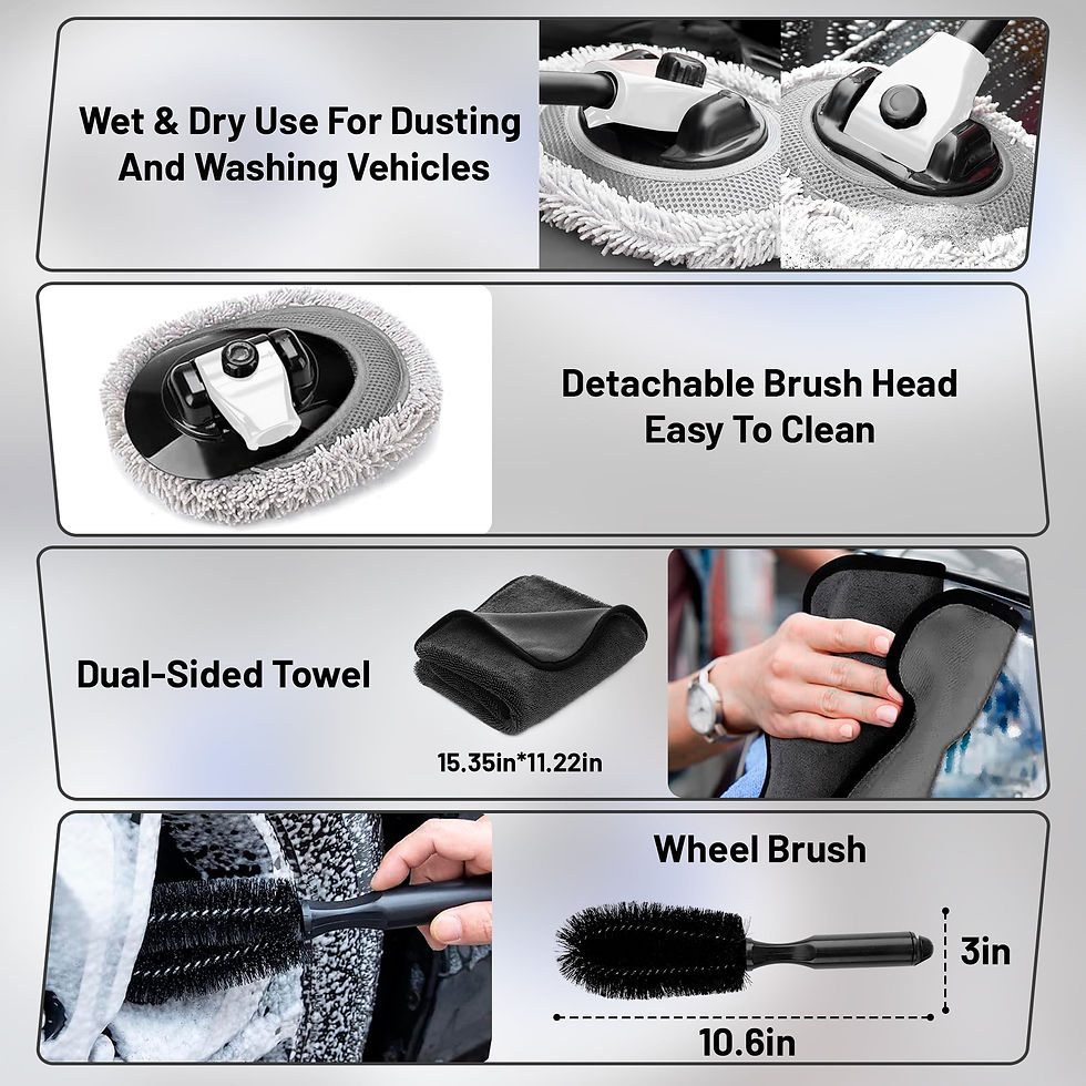 Thumbnail: 12Pcs Car Wash Cleaning Tools Kit Car Detailing Set Collapsible Bucket Spon..