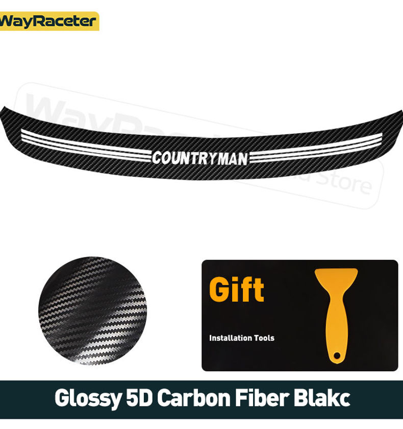 Thumbnail: Glossy 5D Carbon Black Vinyl Decal Rear Bumper Trunk Load Edge Protector Guard S