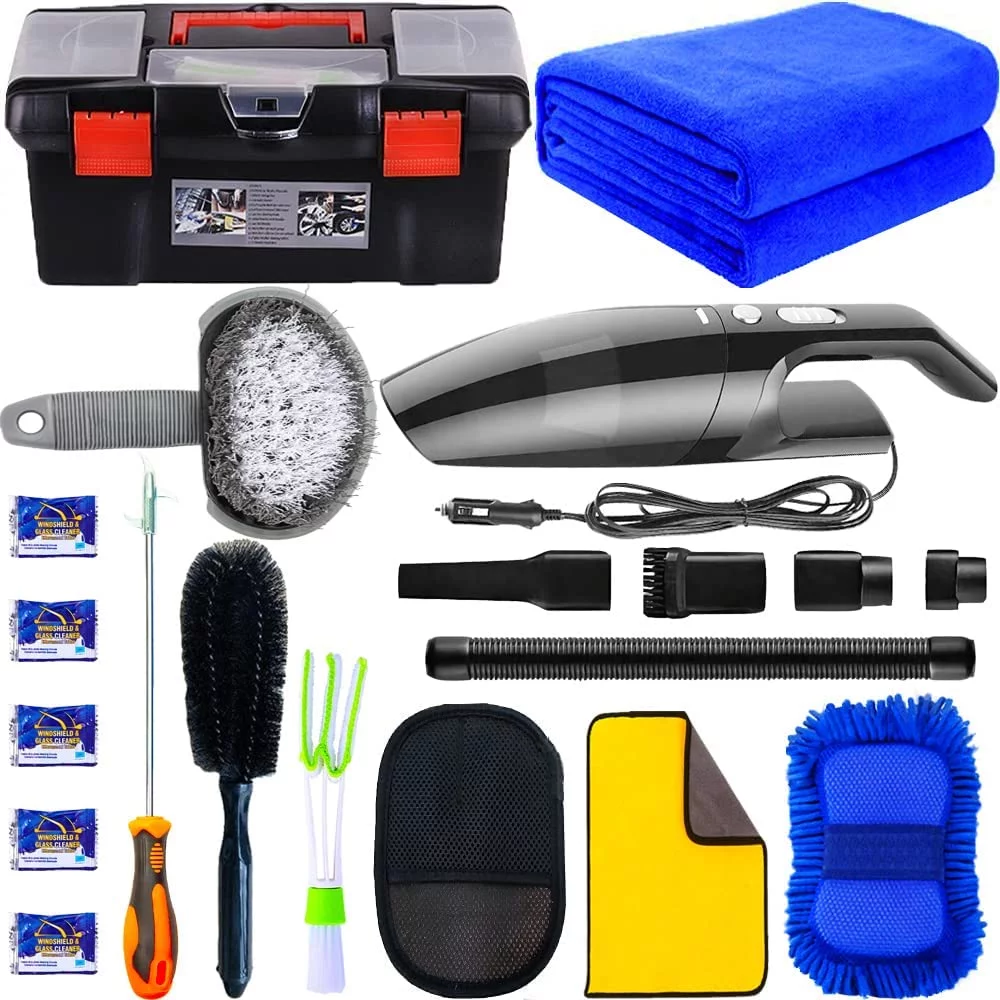 Car Cleaning Kit-Car Interior Detailing Kit High Power Handheld Vacuum-Supplies 
