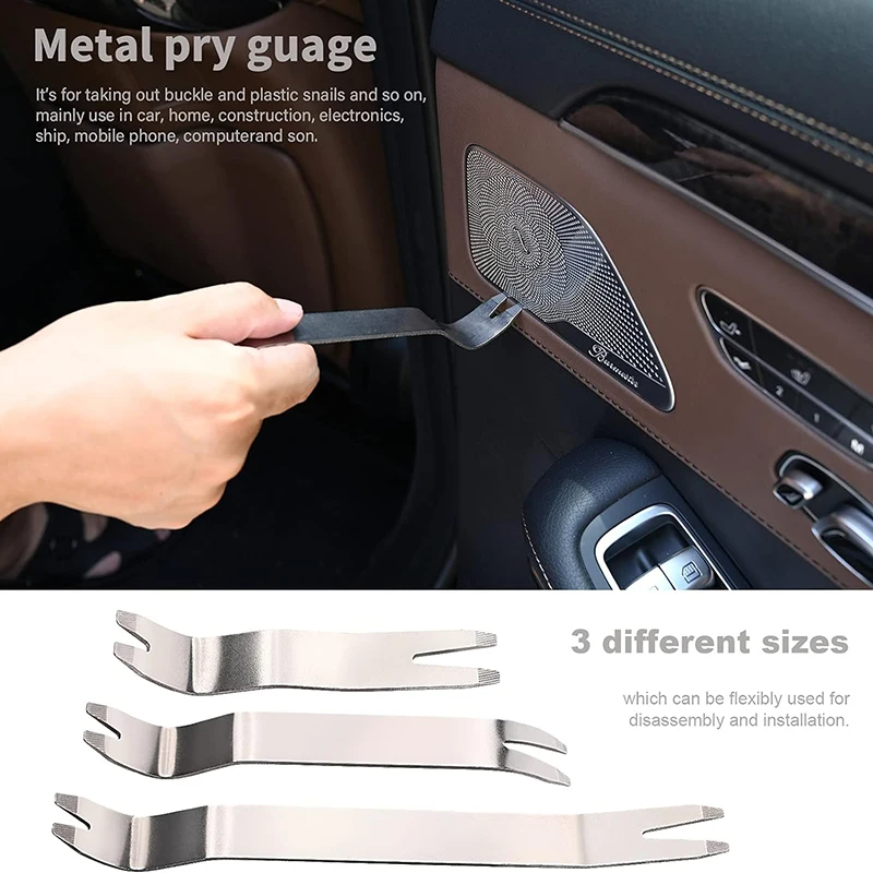 Thumbnail: 3pcs Metal Trim Removal Tool Auto Fastener Remover Pry Tool Removal of Car Door