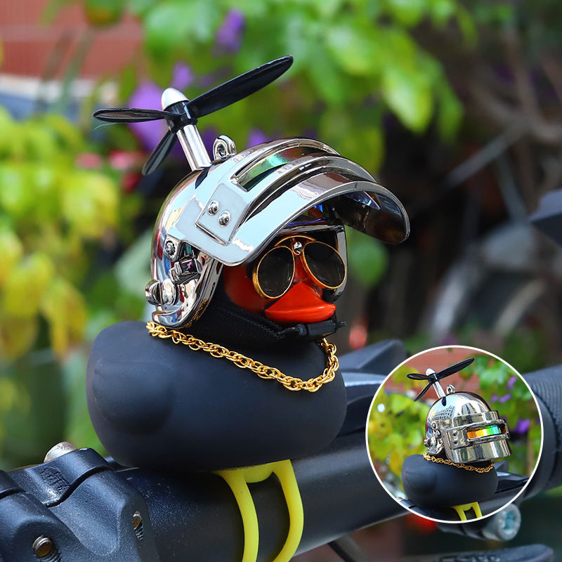 Thumbnail: Cool Black Rubber Duck Toy Bike Car Ornaments Dashboard Decorations Squeeze Duck