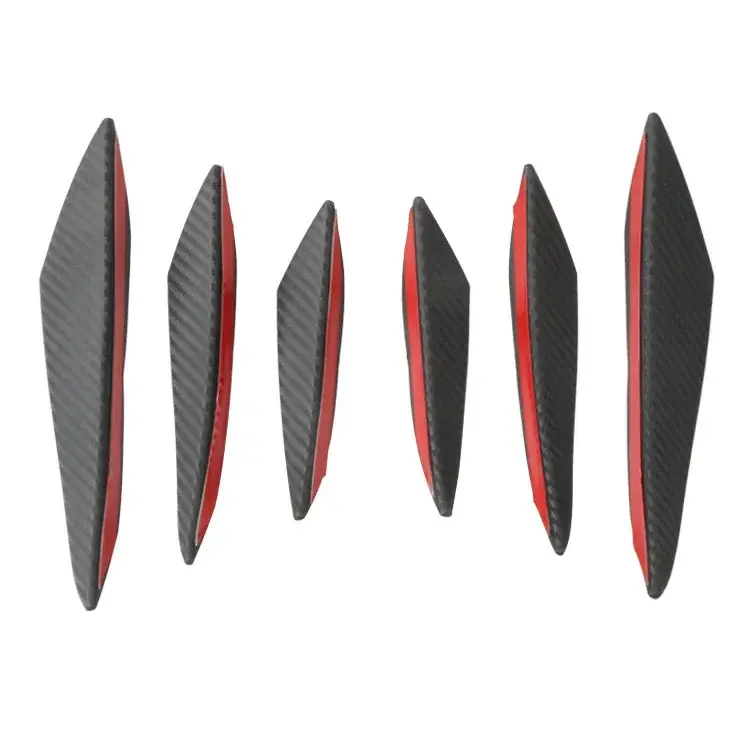 Thumbnail: 6pcs Universal Black Carbon Fiber Car Styling Accessories Front Bumper Lip Rubbe