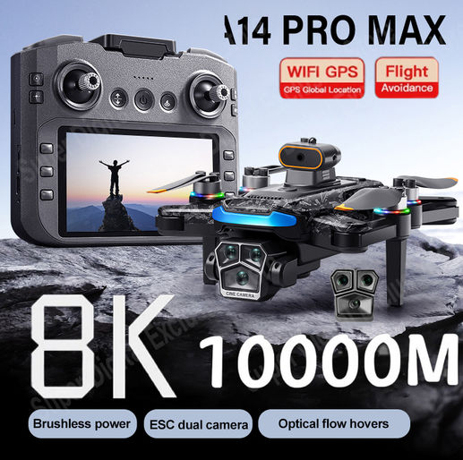 Upgrade A14 Pro Max Drone Aerial 8K HD Dual-Camera 5G WIFI GPS Brushless Motor O