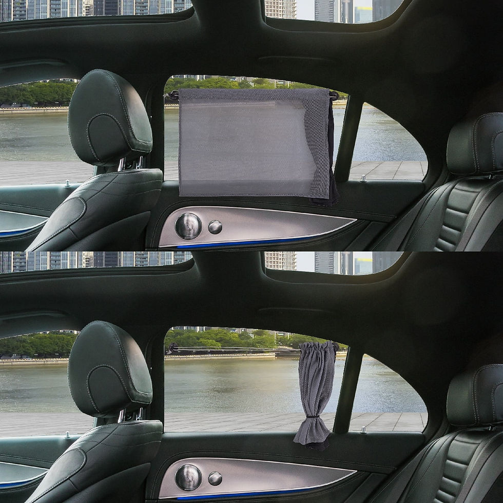 Thumbnail: Auto Drive Universal Side Window Suction Cups Grey Curtain Sun Shade 2 Coun..