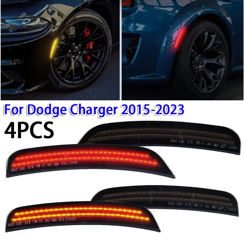4pcs Smoked Lens Car Front and Rear LED Side Marker Light for Dodge Charger 2015