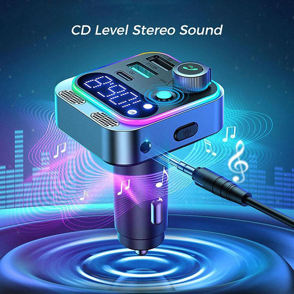 Thumbnail: Bluetooth 5.3 FM Transmitter 4 Port USB Car Charger Type C PD 250W Fast Charging