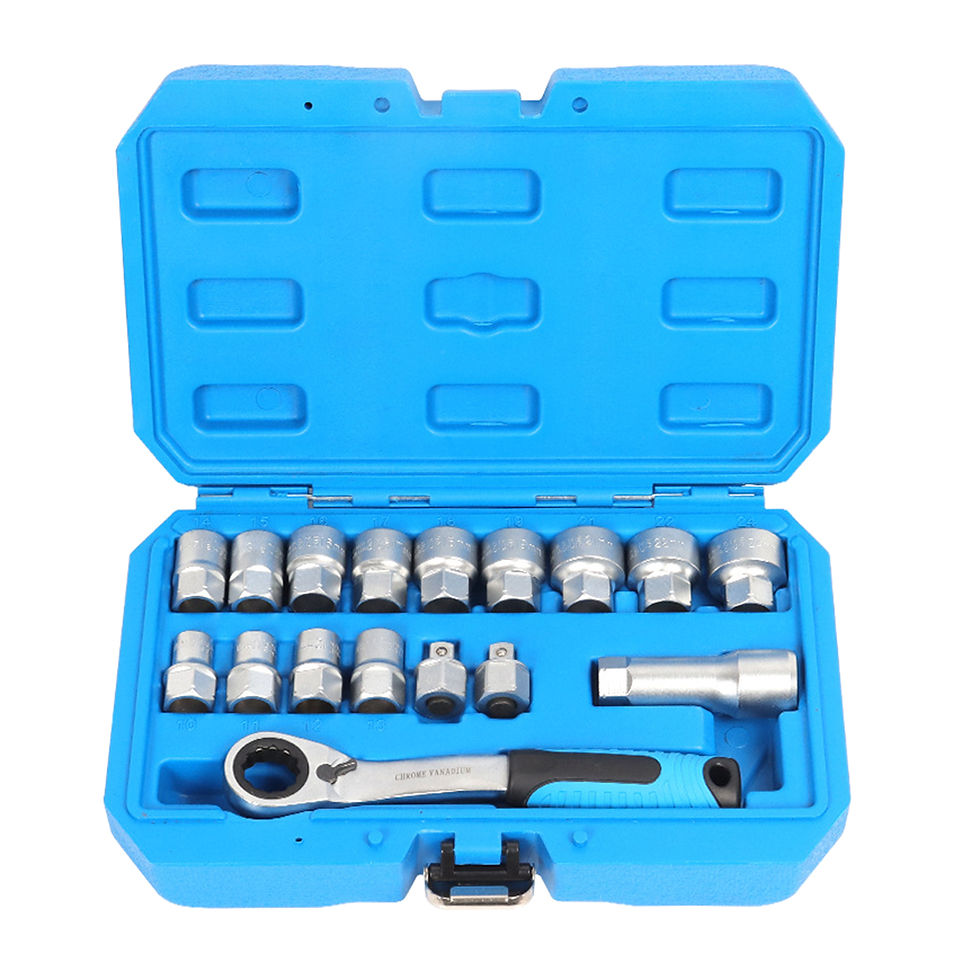 Thumbnail: 17Pcs Generic Socket Ratchet Wrench Set Spanner Storage Case Mechanic Tool Drill
