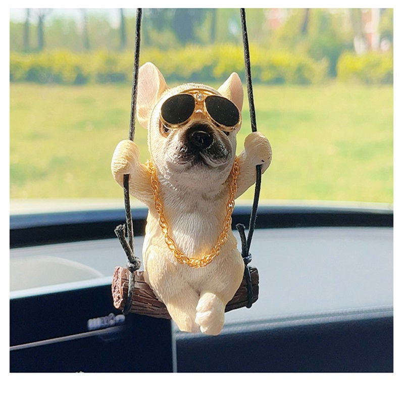Thumbnail: Cute Swing Dog Bulldog Model Auto Rearview Mirror Hanging Pendant Decoration Kwa