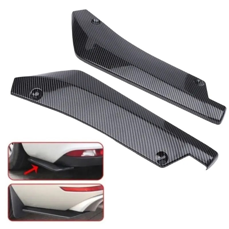 Thumbnail: 1 Pair Carbon Fiber Winglets Side Skirt Extension Car Front Rear Bumper Strip Li