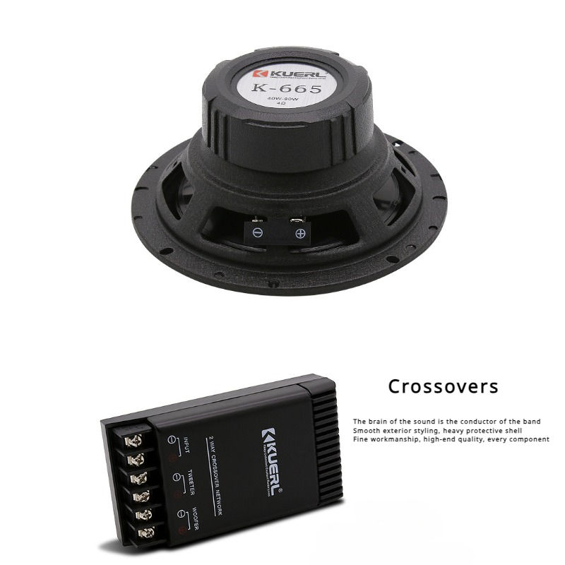 Thumbnail: 2 Way Car Audio Speaker 12v Max 120W Car Component Speaker 6.5 Inch Sound System