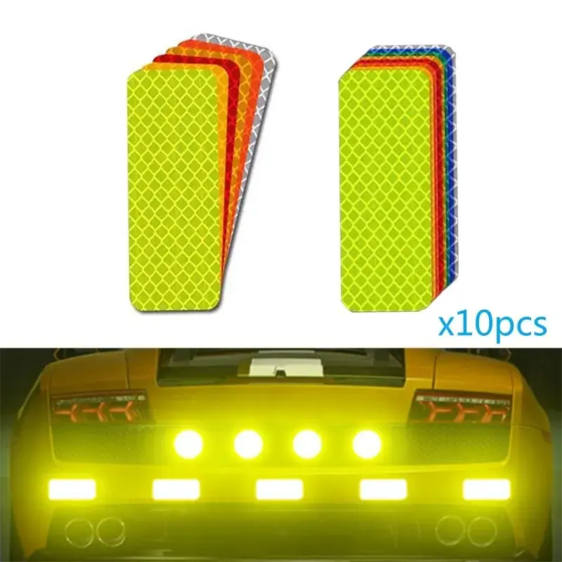 10pcs 3*8cm Car Bumper Reflective Stickers Reflective Warning Strip Tape Secure