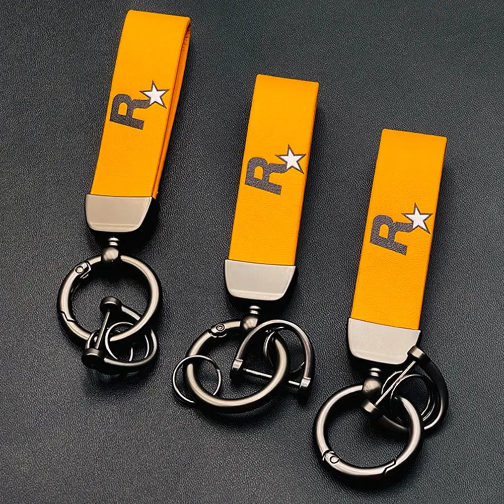 Durable Yellow Multi-Pendant Key Holder Strap with Nylon Webbing for Fans - Game