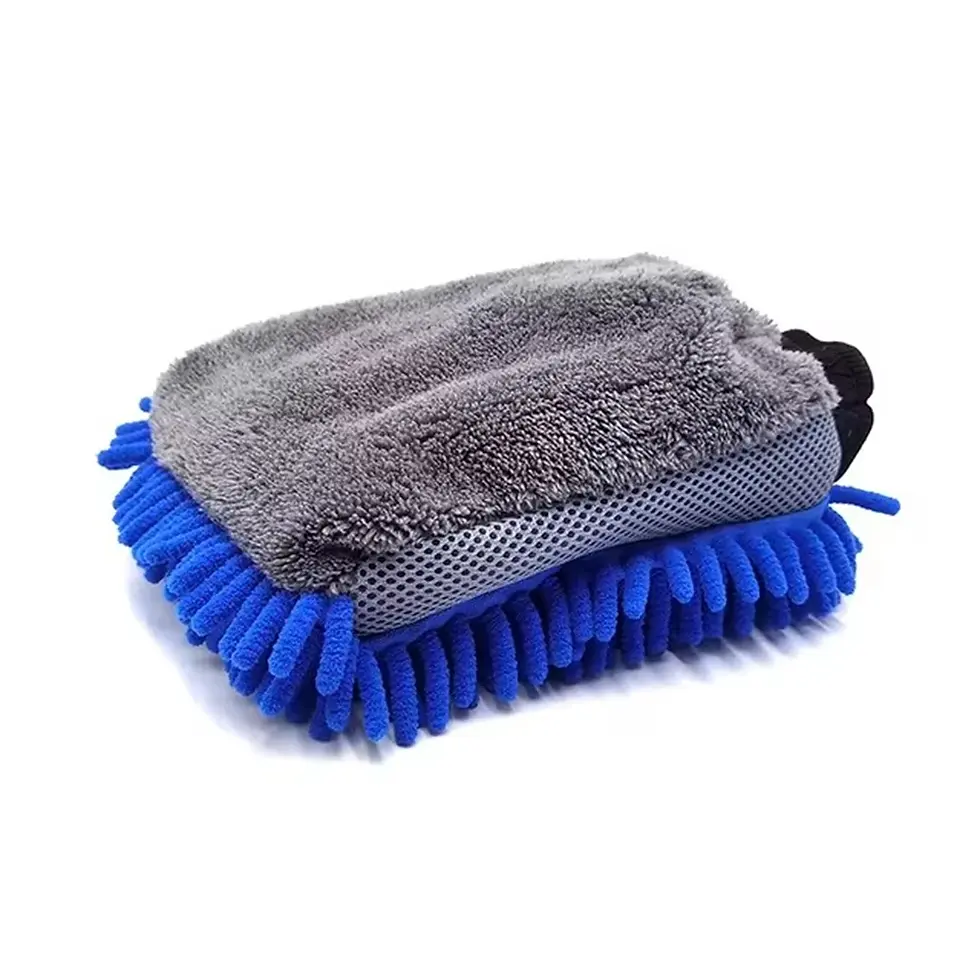 Thumbnail: 1/5pcs Car Washing Gloves Waterproof Microfiber Chenille Gloves Car Cleaning Mit