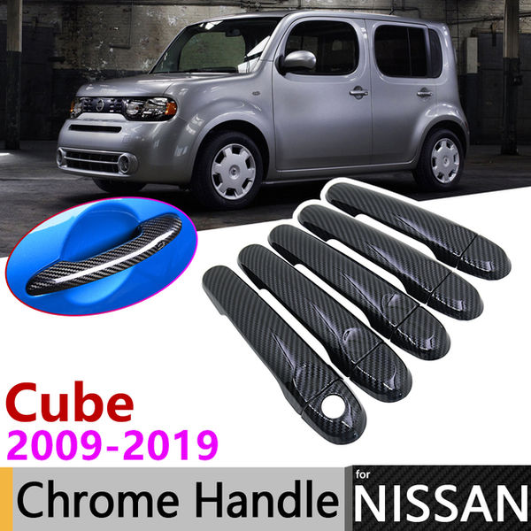 Black Carbon Fiber Door Handle Cover for Nissan Cube z12 2009~2019 2015 2016 201