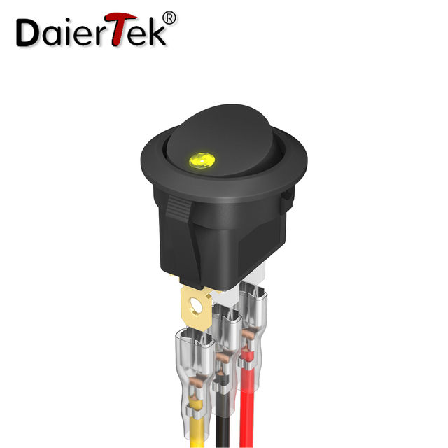 Thumbnail: DaierTek 4PCS Round Rocker Switch 12V 20A Round Toggle Switch 12 Volt DC Lighted