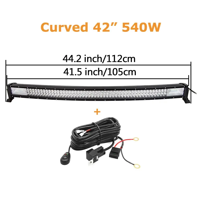 Thumbnail: 22 32 42 52 Inch 270W 405W 7d Off Road Led Light Bar Curved LED Driving Lights