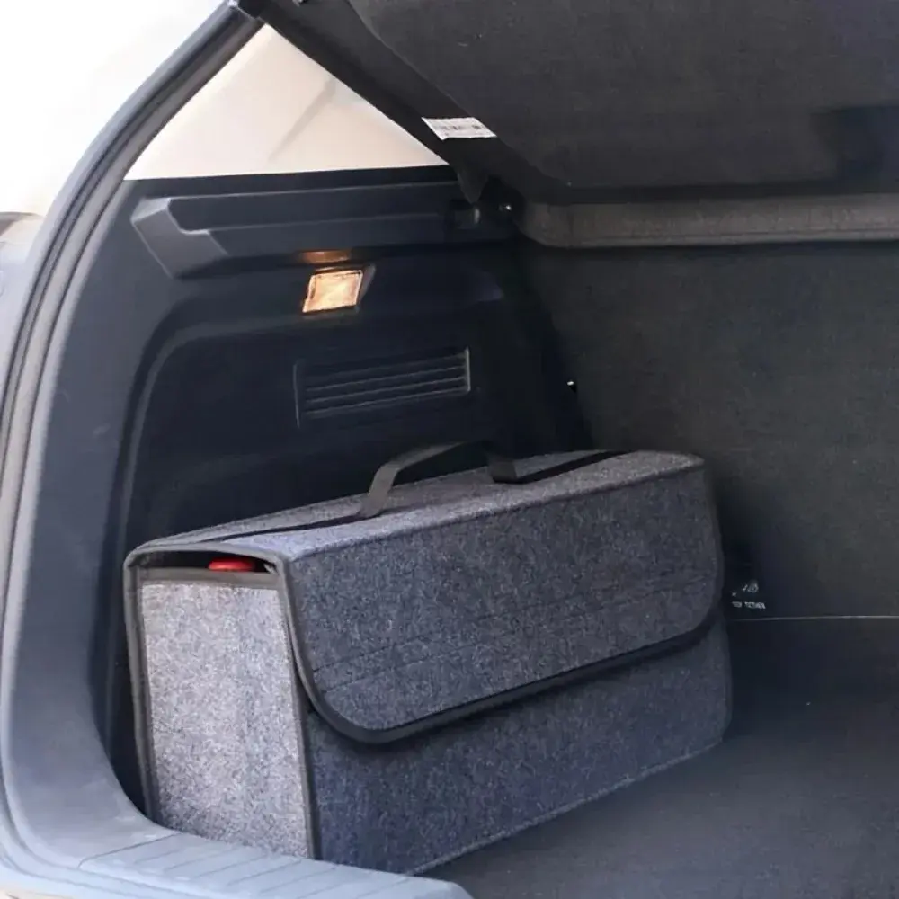 Gray Anti Slip Compartment Boot Storage Organizer Tool Car Storage Bag Car Trunk