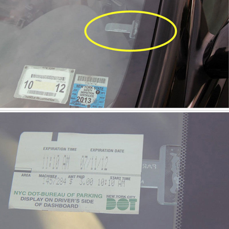 Thumbnail: Transparent Car Vehicle Parking Ticket Receipt Permit Card Holder Clip Sticker W