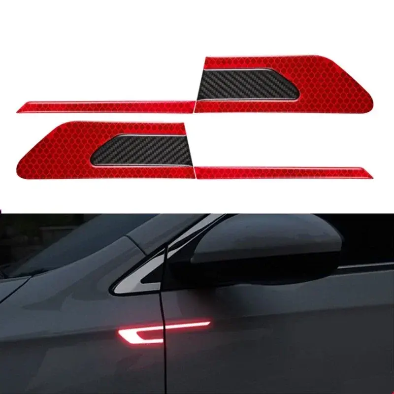 2PCS Car Body Reflective Stickers Side Safety Warning Door Protection Stickers A