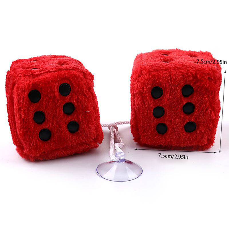 Thumbnail: Fuzzy Plush Dice With Dots Retro Square Plush Hanging Pendant Fuzzy Dices For Ca