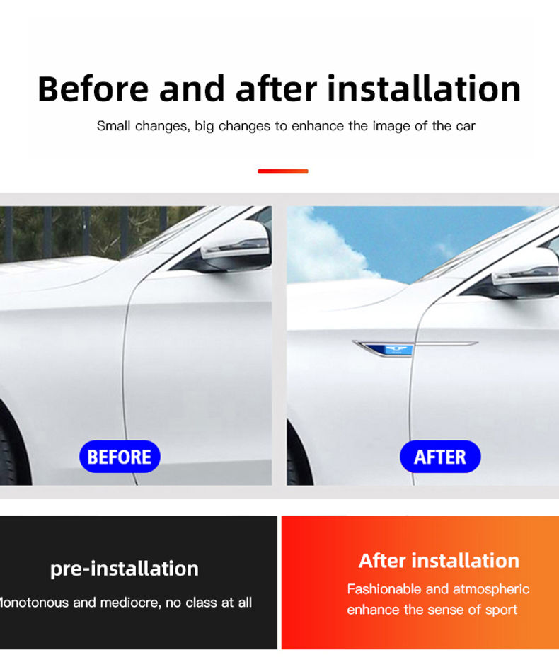 Thumbnail: Car Door Waist Line Metal Stickers For Genesis Car Side Wing Fender Decals Body