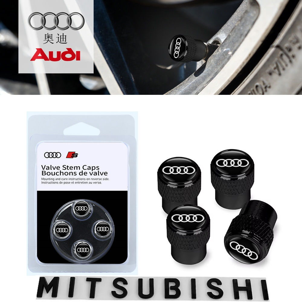 4Pcs Car Tire Valve Stems Cap Knurling Style Tire Valve Cap Sticker for Audi RS6