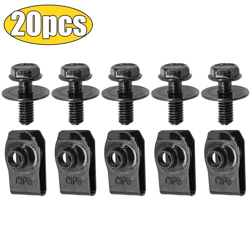 Thumbnail: Car Body Bolts & U-nut Clips M4/M5 Engine Cover Undertray Splash Shield Guard Bu