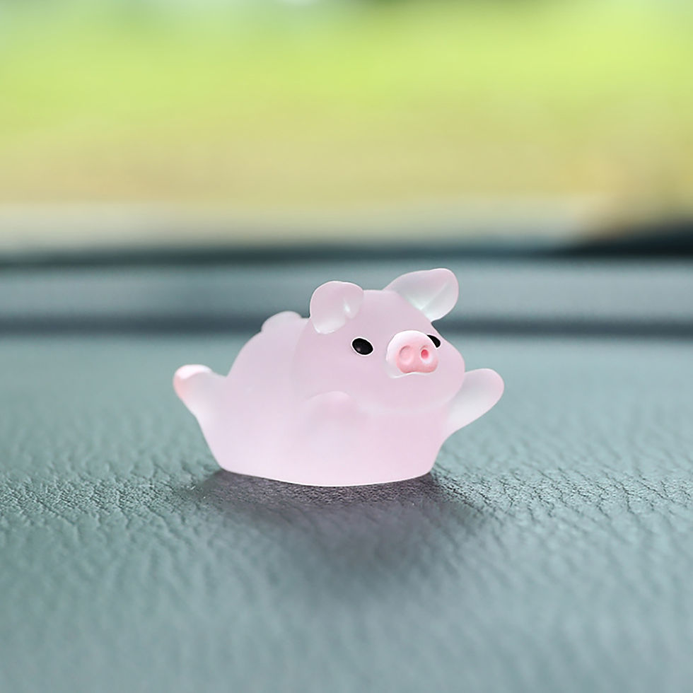 Thumbnail: Car Center Console Resin Pink Pig Doll Ornament Car Rearview Mirror Decoration B