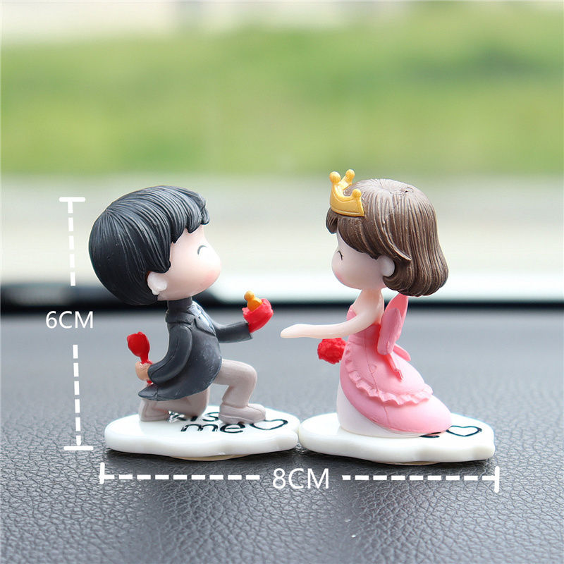 Thumbnail: 2Pcs/Set Car Decoration Cute Cartoon Couple Dashboard Doll Balloon Ornament Auto