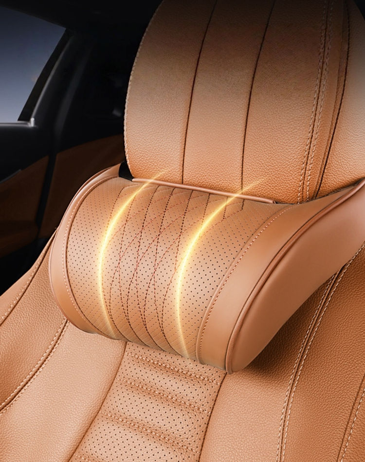 Thumbnail: 1pc Luxury Nappa Car Headrest / Lumbar Pillow - Ultra-Soft Comfort Breathable Ne