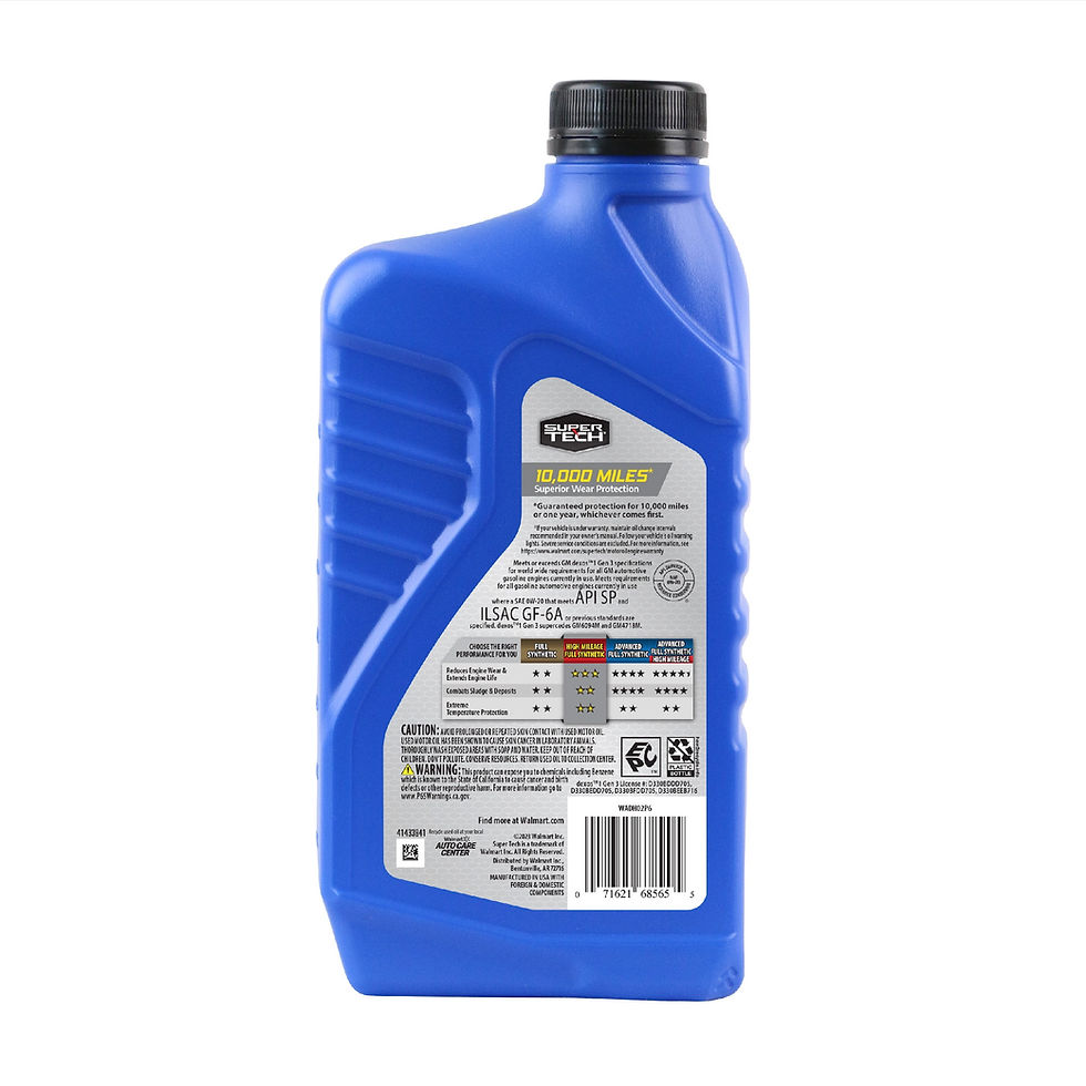 Thumbnail: Super Tech High Mileage Full Synthetic SAE 0W-20 Motor Oil, 1 Quart