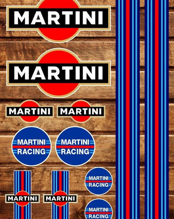For Stickers Aufkleber Martini Racing Kit A4 Car Vintage RestorationSet