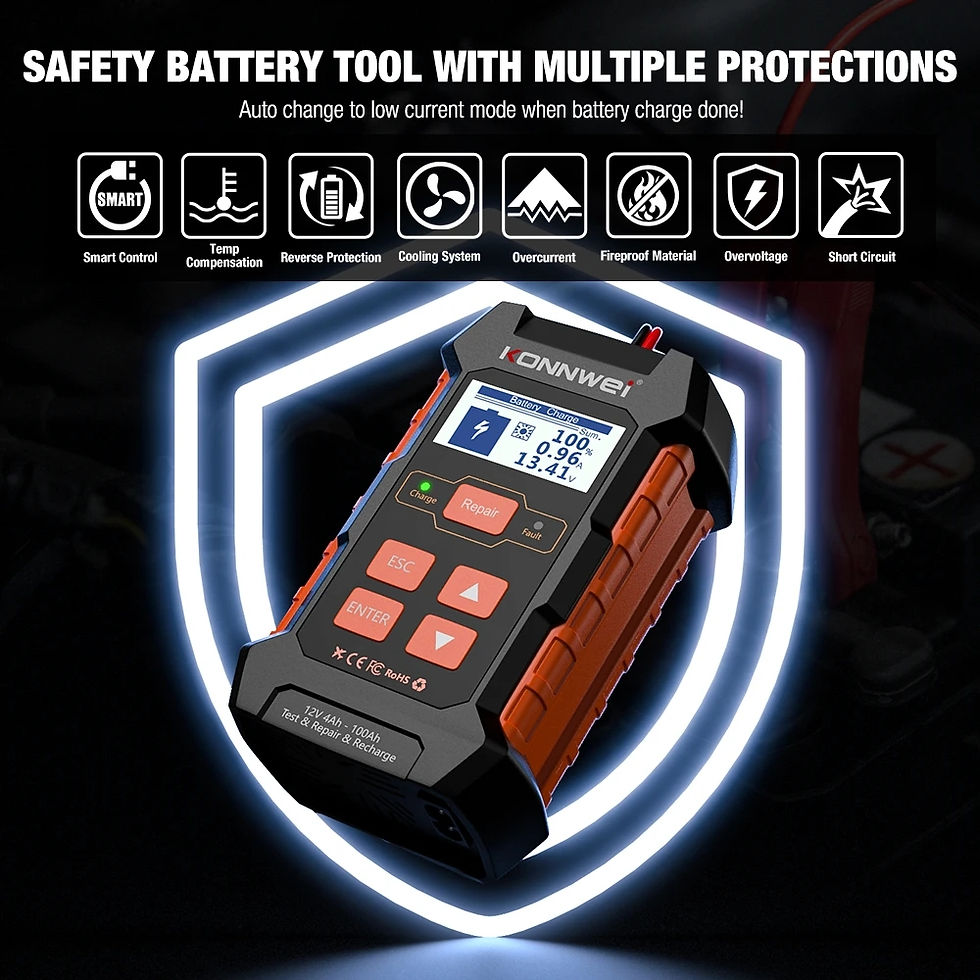 Thumbnail: KONNWEI KW520 12V 10A 24V 5A Automatic Car Truck Battery Tester Charger Lead Aci