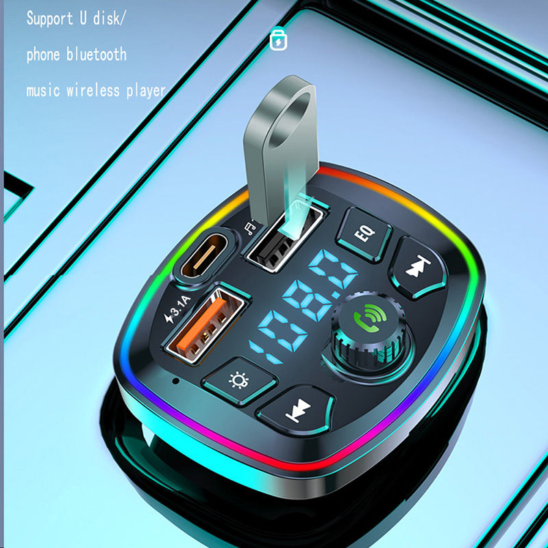 Thumbnail: Car Bluetooth 5.0 FM Transmitter Wireless Adapter Mic Audio Receiver Auto MP3 Pl