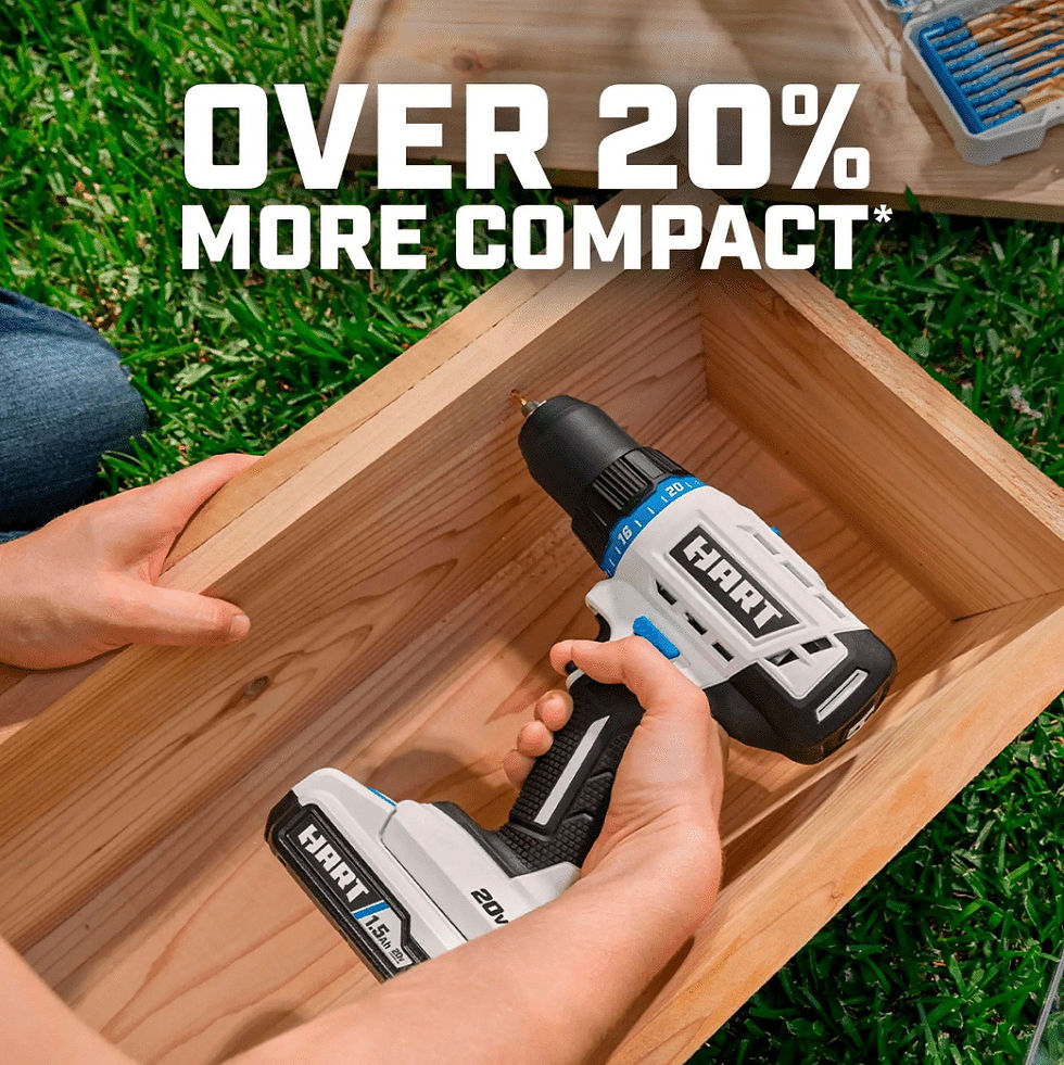 Thumbnail: HART 20-Volt Cordless 1/2-inch Drill/Driver Kit, (2) 1.5Ah Lithium-Ion Batt..