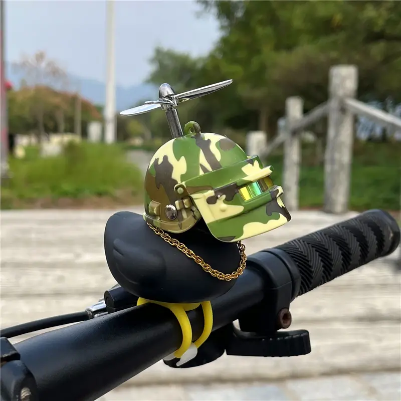 Thumbnail: Cool Black Rubber Duck Toy Bike Car Ornaments Dashboard Decorations Squeeze Duck