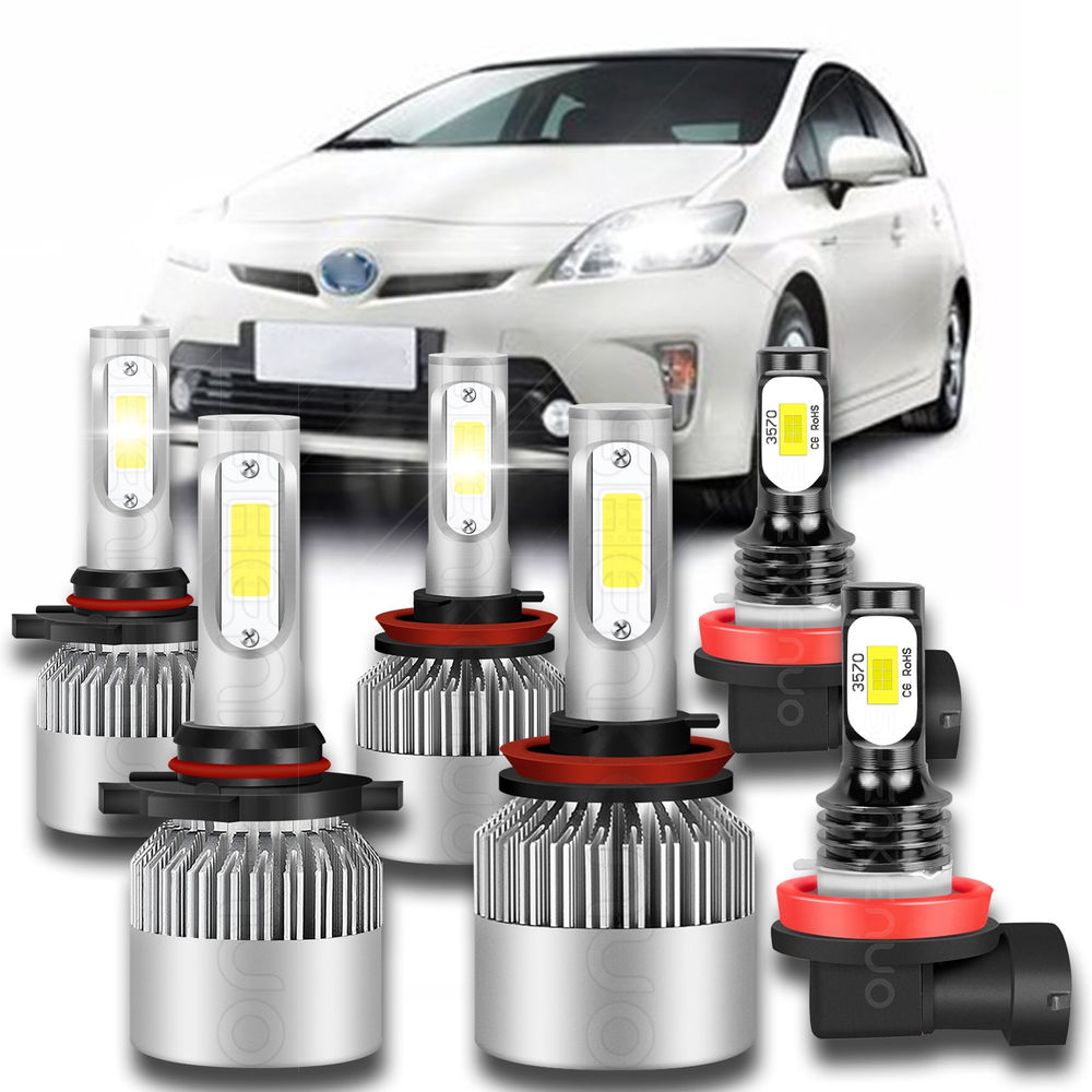 For Toyota Prius 2010-2015 LED Headlight High Low Beam + Fog Light Bulbs Co..