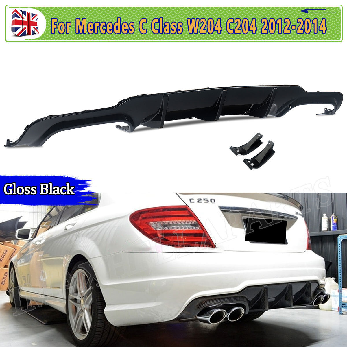 Rear Diffuser FIT For MERCEDES C CLASS C204 W204 C63 C180 C200 C300 STYLE REAR f