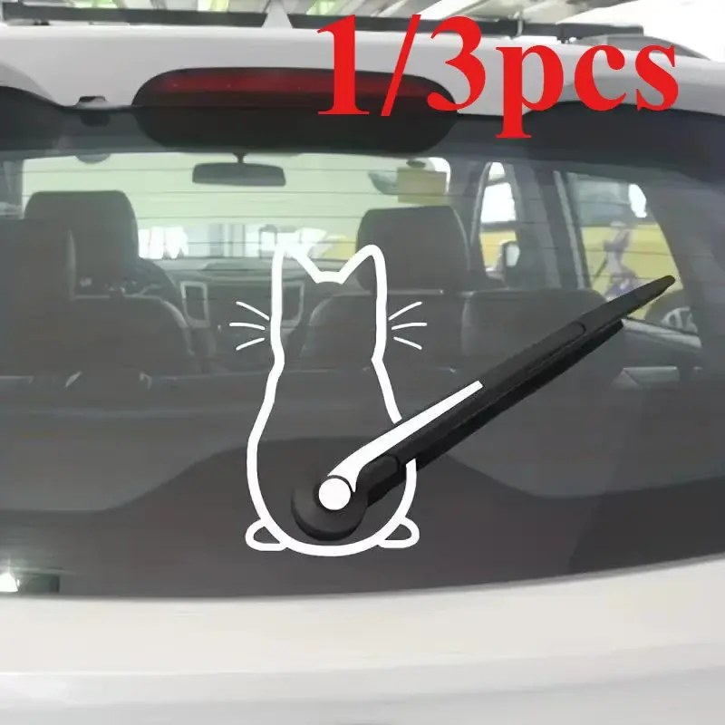 1/3pcs Wiper Sticker 13in Reflective Cartoon Cute Personality Creative Cat Multi
