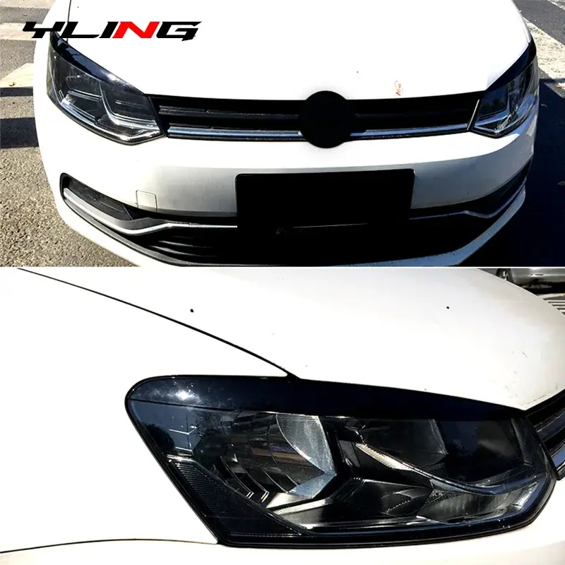 Thumbnail: Glossy Black Car Headlight Lamp Eyebrow Eyelid Trim Cover For VW Polo Mk5 6R 6C